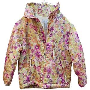 Children's Place Winter Coat! Pastel Floral, Zippers, Pink and Yellow Fl…